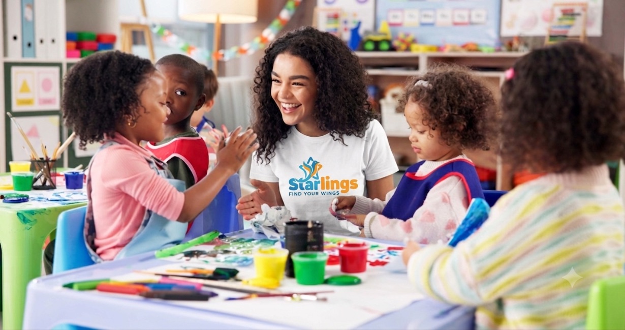 Children engaged in a Starlings learning program
